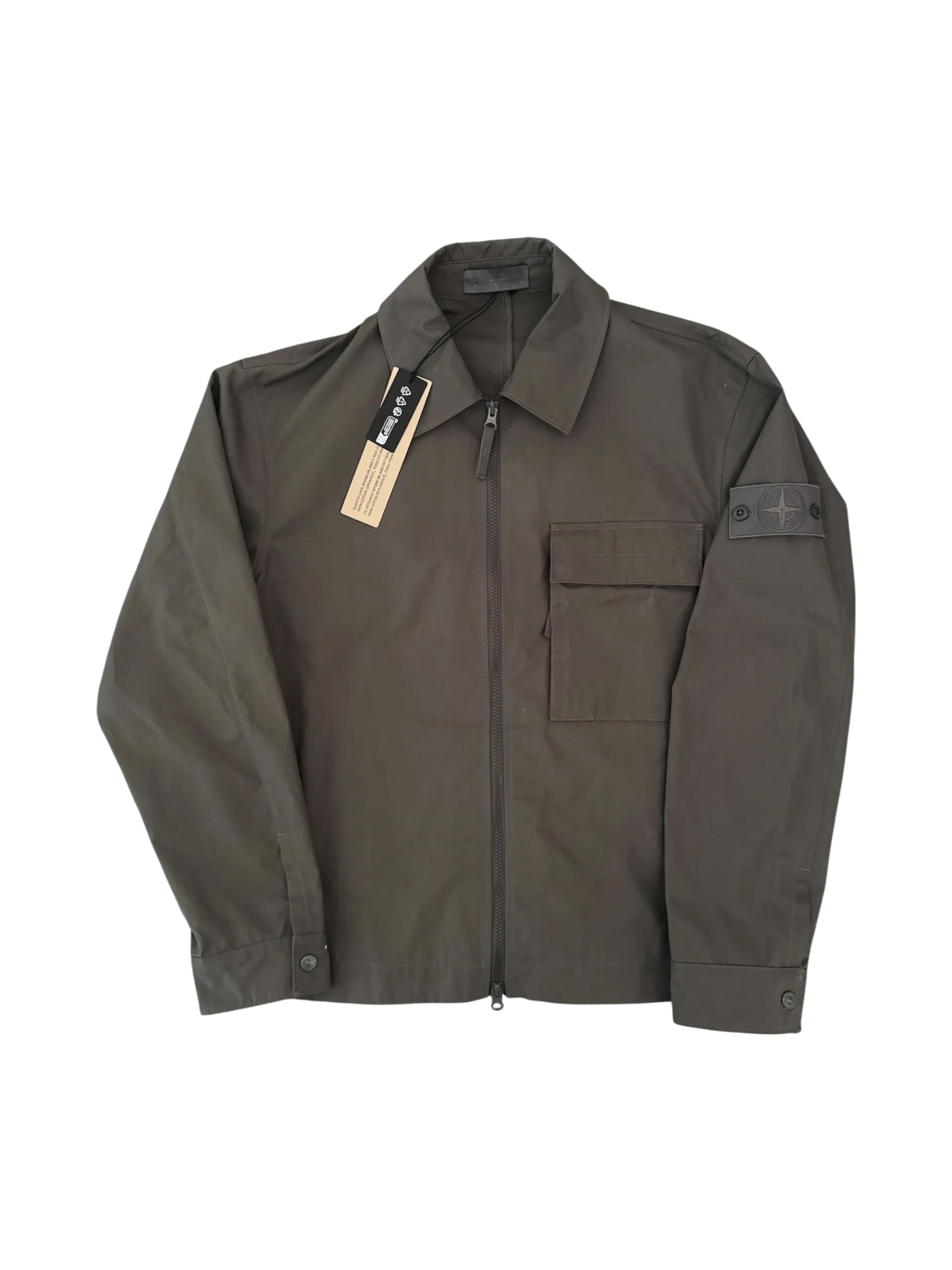 Stone Island Grey Cotton Canvas Ghost Jacket - Large
