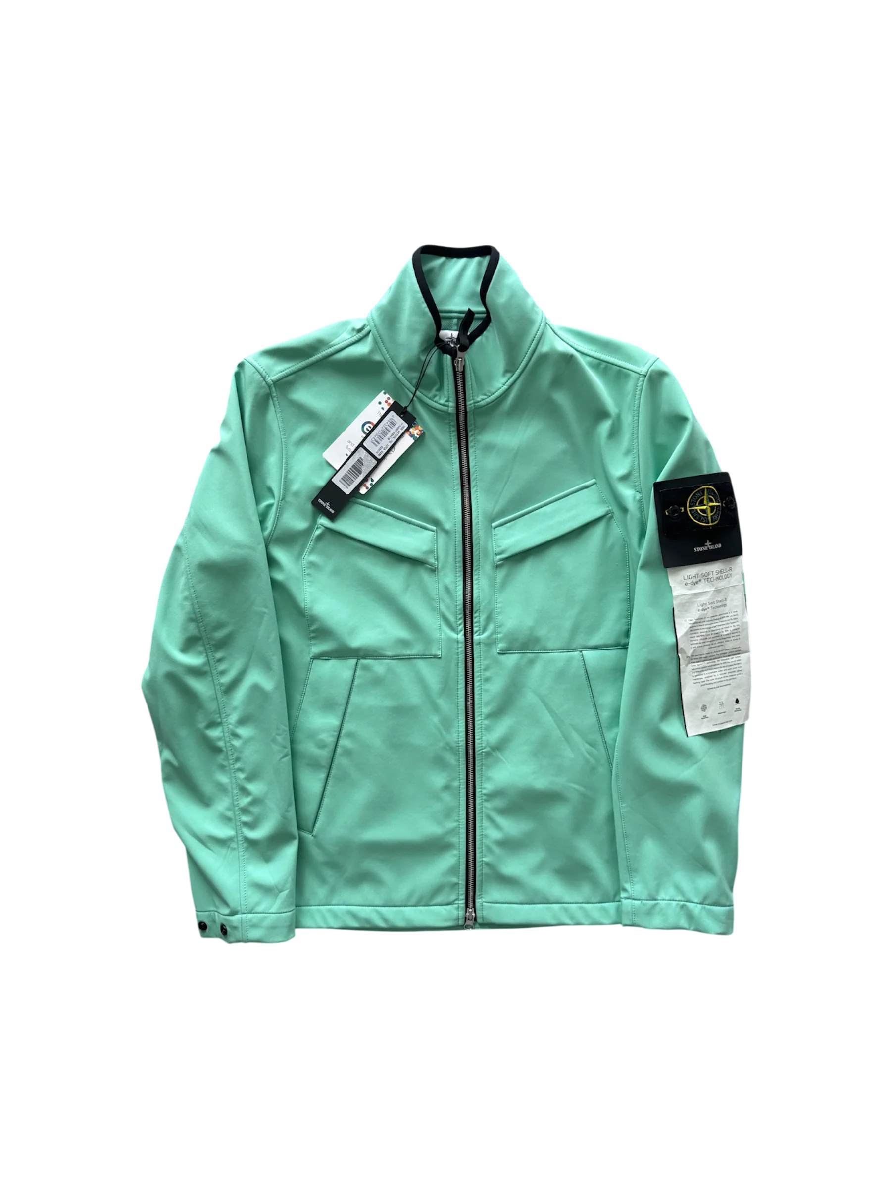Stone Island 'Light Soft Shell-R e.dye' Aqua Jacket - Medium