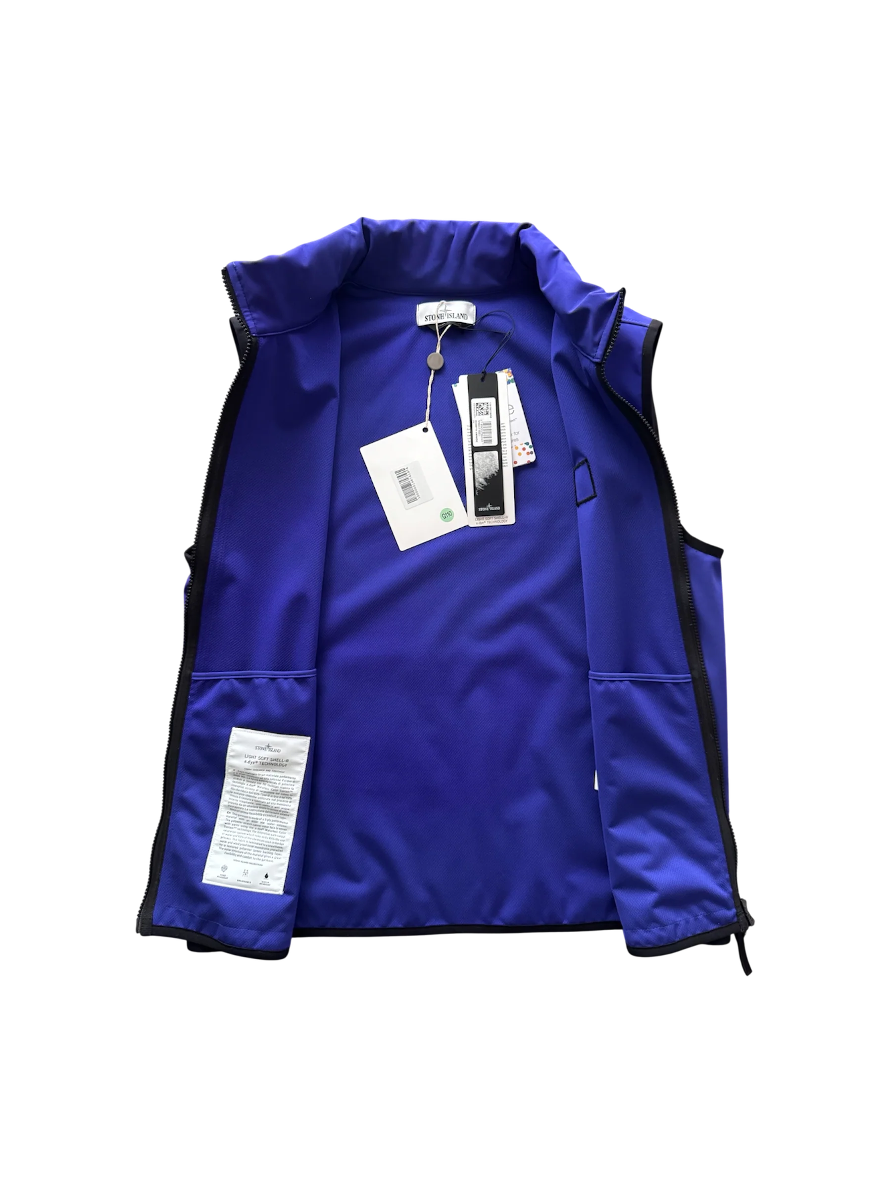 Stone Island 'Light Soft Shell-R e.dye' Blue Vest - Large - Image 2